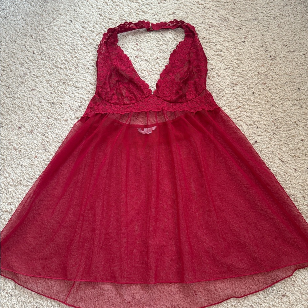 Victoria's Secret Deep Red Lace Chemise